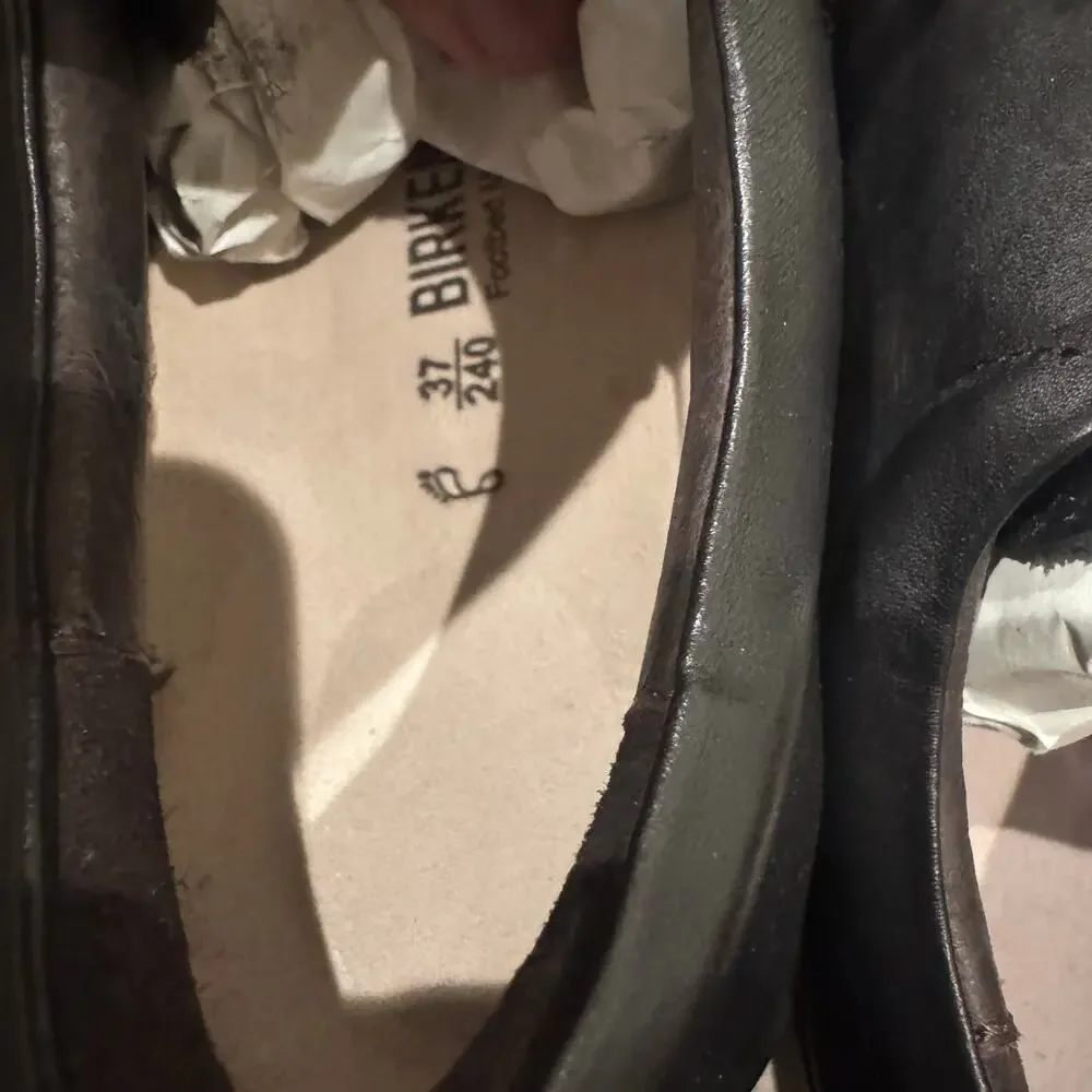 Birkenstock Black Landshut Real Leather Wide / Normal Footbed Shoes Size 37 NWT